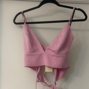 Marciano Pink V-Neck Tie-Back Crop Top